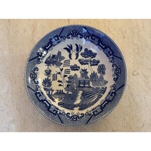 Vintage Blue Willow 10” Round Vegetable Bowl Dish Black Backstamp JAPAN Pre-War